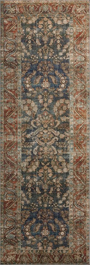 Loloi Chris Loves Julia Jules Collection JUL-10 Ocean/Spice 2'-6" x 9'-6", .13" Pile Height, Runner Rug
