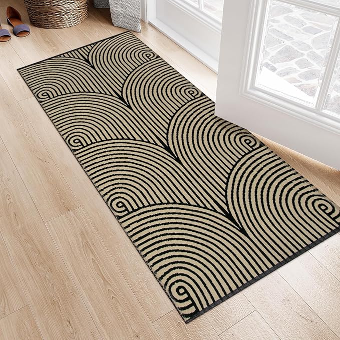 Tiffasea Washable Kitchen Rugs 2'x4.3', Farmhouse Runner Rugs Reversible Entryway Runner Rug Cotton Hand-Woven Modern Area Rug Small Bathroom Rug Runners for Hallway Bedroom Porch Foyer
