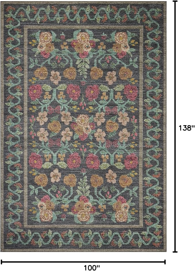Loloi Rifle Paper Co. Rosa Collection RSA-01 Black 8'-4" x 11'-6" Area Rug