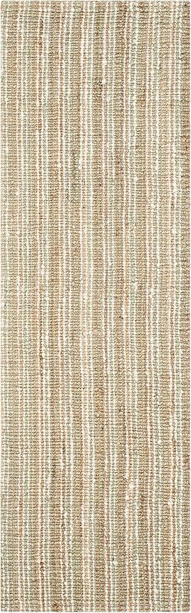 SAFAVIEH Natural Fiber Collection Runner Rug - 2'6" x 6', Sage & Natural, Handmade Chunky Textured Jute 0.75-inch Thick, Ideal for High Traffic Areas in Living Room, Bedroom (NF447S)