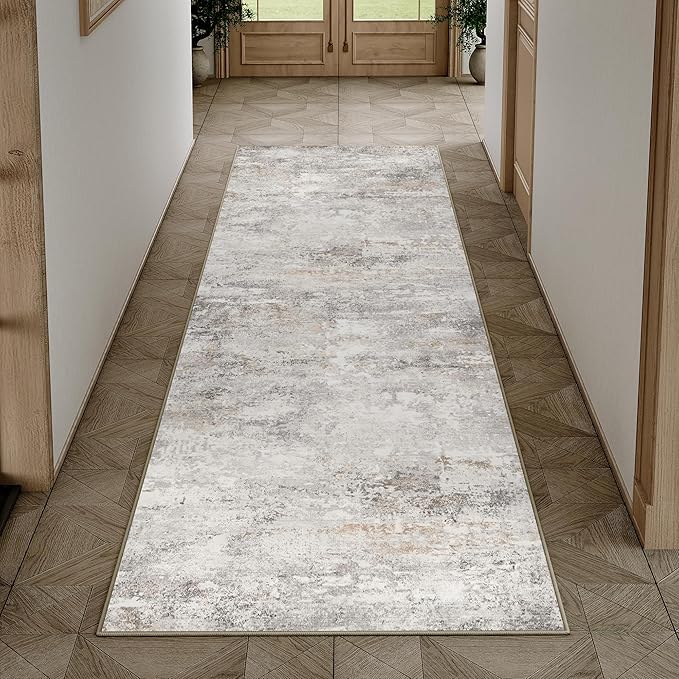 2x6 Runner Rug Washable Hallway Area Rug Indoor Accent Rug Abstract Non Slip Low Pile Carpet Distressed Throw Rugs for Bedroom Living Office Kitchen Laundry Bathroom