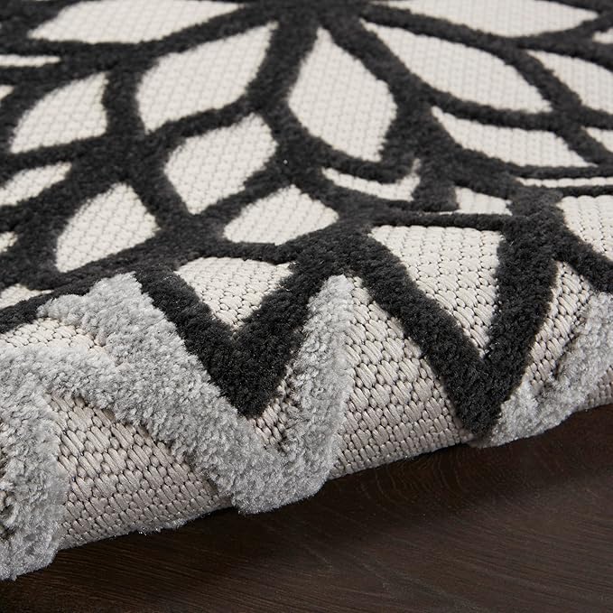 Nourison Aloha 114" x 156" Fabric Indoor/Outdoor Rug in Black/White Finish