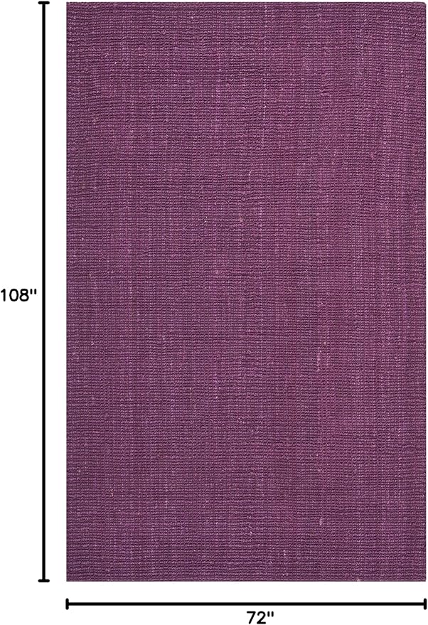 SAFAVIEH Natural Fiber Collection Area Rug - 6' x 9', Purple, Handmade Chunky Textured Jute 0.75-inch Thick, Ideal for High Traffic Areas in Living Room, Bedroom (NF447B)