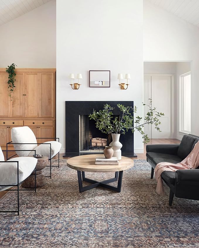 Loloi Chris Loves Julia Jules Collection JUL-06 Denim/Spice 7'-6'' x 9'-6'', .13" Pile Height, Area Rug