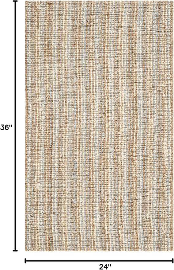 SAFAVIEH Natural Fiber Collection Accent Rug - 2' x 3', Grey & Natural, Handmade Chunky Textured Jute 0.75-inch Thick, Ideal for High Traffic Areas in Entryway, Living Room, Bedroom (NF447K)
