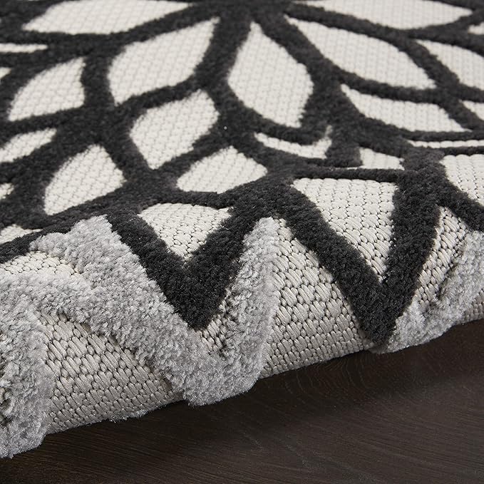 Nourison Aloha Indoor/Outdoor Black White 3' x 5' Area Rug, Easy Cleaning, Non Shedding, Bed Room, Living Room, Dining Room, Kitchen (3x5)