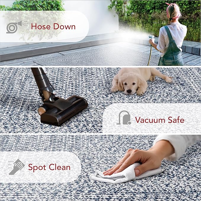 nuLOOM 2' x 8' Solid Hand Braided Indoor/Outdoor Area Rug, Pet-Friendly, High Traffic, Weather Resistant, for Patio, Balcony, Bedroom, Living, Dining Room, Wynn Navy
