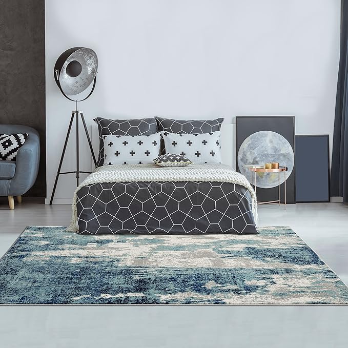 LUXE WEAVERS Modern Abstract Art Light Blue 2x3 Area Rug