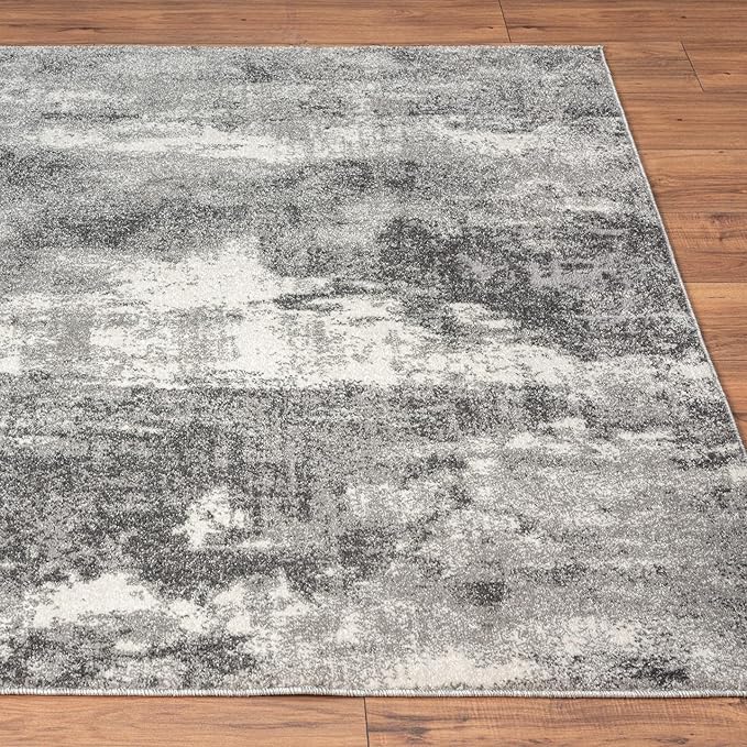 LUXE WEAVERS Euston Collection 7681 Dark Grey 6x9 Modern Abstract Area Rug