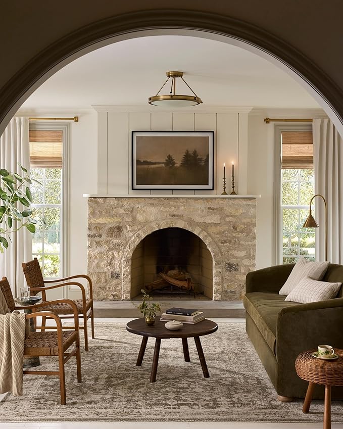 Loloi Magnolia Home by Joanna Gaines Pace Collection PAC-06 Forrest/Natural 5'-3" x 5'-3" Round Area Rug