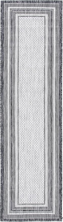 SAFAVIEH Courtyard Collection Runner Rug - 2'3" x 12', Light Grey & Black, Non-Shedding & Easy Care, Indoor/Outdoor & Washable-Ideal for Patio, Backyard, Mudroom (CY8475-37612)