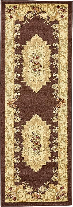 Unique Loom Versailles Collection Traditional Classic Floral Motif Area Rug (2' 2 x 6' 0 Runner, Brown/ Ivory)