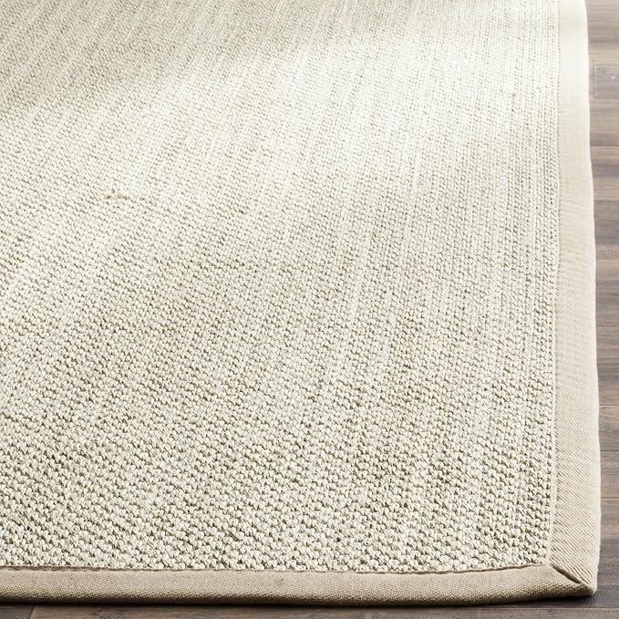 SAFAVIEH Natural Fiber Collection Area Rug - 8' x 10', Marble & Linen, Border Sisal Design, Easy Care, Ideal for High Traffic Areas in Living Room, Bedroom (NF143B)