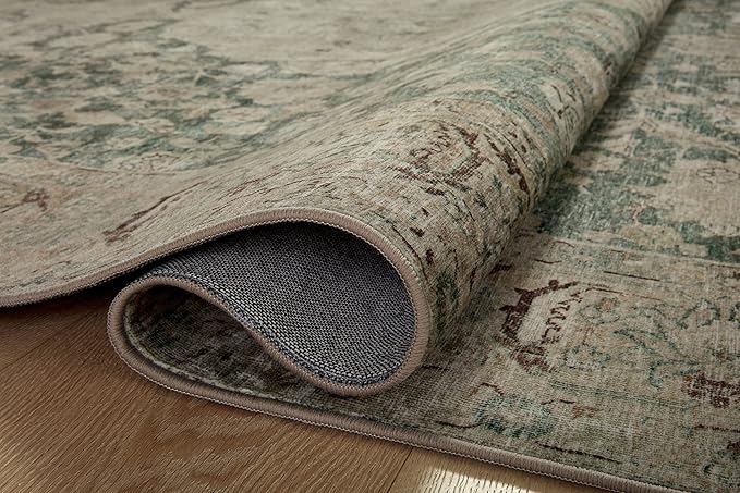 Loloi Magnolia Home by Joanna Gaines Sinclair Collection SIN-05 Jade/Sand 2'-3" x 11'-6", .25" Pile Height, Machine Washable, Runner Rug