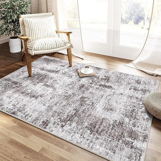3x5 Entryway Rug Grey Hallway Area Rug Machine Washable Abstract Low Pile Carpet Bedroom Living Room Office Dining Room Kitchen Laundry Room Non Slip