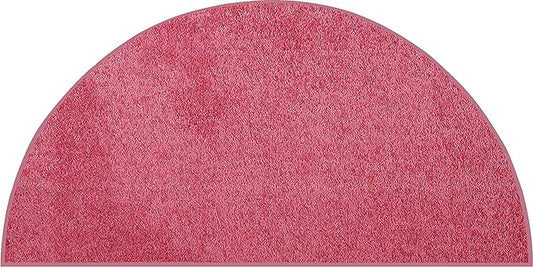 Solid Color Area Rugs Pink - 33" x 66" Half Round, Indoor, Stain & Fade Resistant, Perfect for Living Room, Bedroom, Dining Room, Entryway, Doorway, Pet & Kids Friendly Rug, Wedding, Made in USA