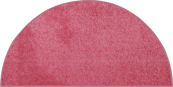 Solid Color Area Rugs Pink - 54" x 108" Half Round, Indoor, Stain & Fade Resistant, Perfect for Living Room, Bedroom, Dining Room, Entryway, Doorway, Pet & Kids Friendly Rug, Wedding, Made in USA