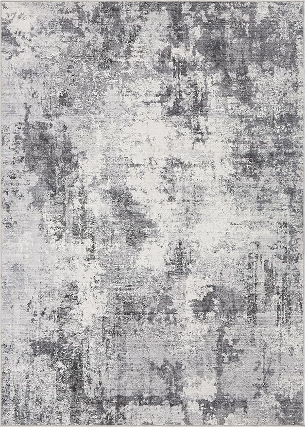 Washable Rug 9x12 Area Rugs for Living Room: Modern Abstract Neutral Soft Large Rug for Bedroom Dining Room Under Kitchen Table Home Office Decor - Grey
