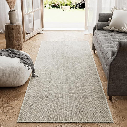 jinchan Modern Runner Rug 2x6 Washable Hallway Rug Grid Runner Indoor Floor Cover Geometric Contemporary Non Slip Soft Carpet for Kitchen Bedroom Laundry Room Home Office Taupe
