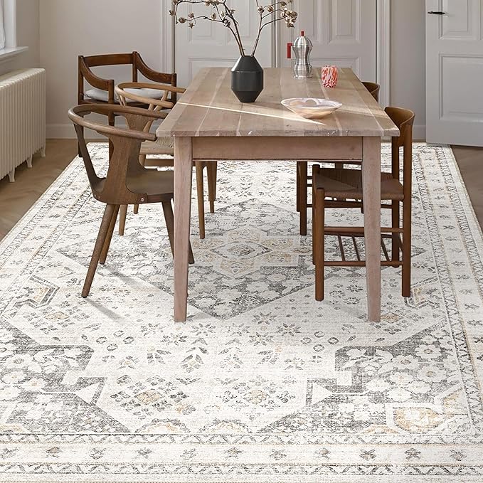Washable Area Rugs 8x10, 8x10 Area Rugs for Living Room, Non Slip Rug Low Pile Area Rug for Living Room Dining Room Bedroom