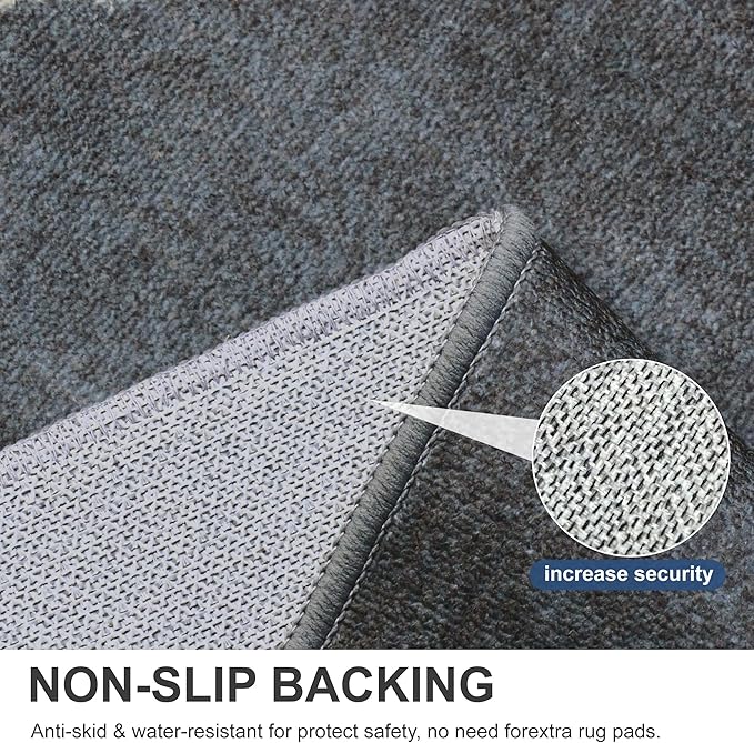 Bavni 5x7 Rug, Abstract Machine Washable Rug Non-Slip, Soft Modern Lightweight Area Rug, Stain Resistant Rugs for Living Room, Bedroom, Dining Room, Dark Gray