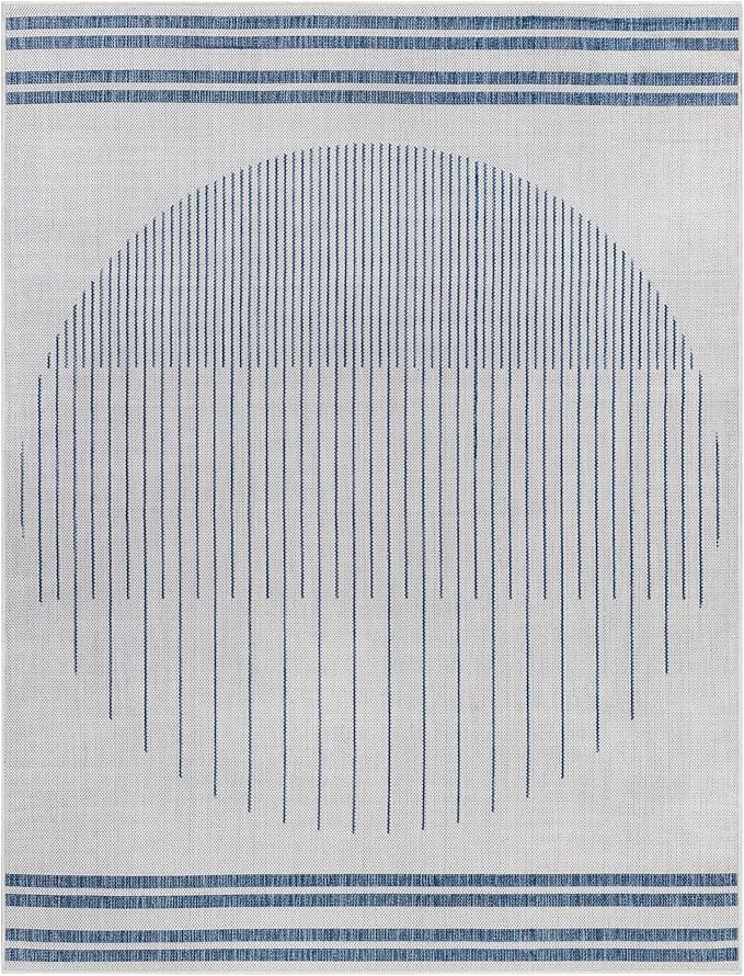 Livabliss Long Beach Global Area Rug, 6'7" x 9', Gray/Blue, (7' x 9')