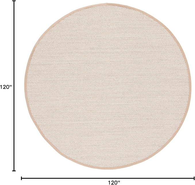 SAFAVIEH Natural Fiber Collection Area Rug - 10' Round, Marble & Linen, Border Sisal Design, Easy Care, Ideal for High Traffic Areas in Living Room, Bedroom (NF143B)