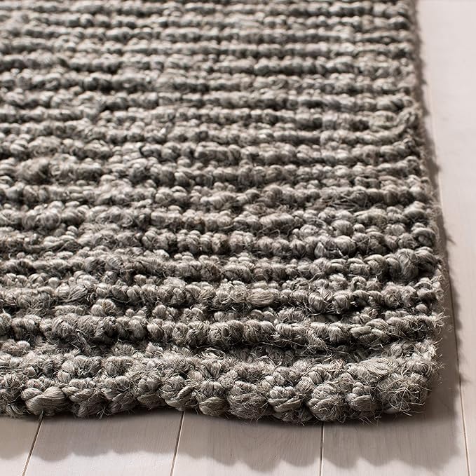 SAFAVIEH Natural Fiber Collection Runner Rug - 2'6" x 8', Light Grey, Handmade Chunky Textured Jute 0.75-inch Thick, Ideal for High Traffic Areas in Living Room, Bedroom (NF447G)
