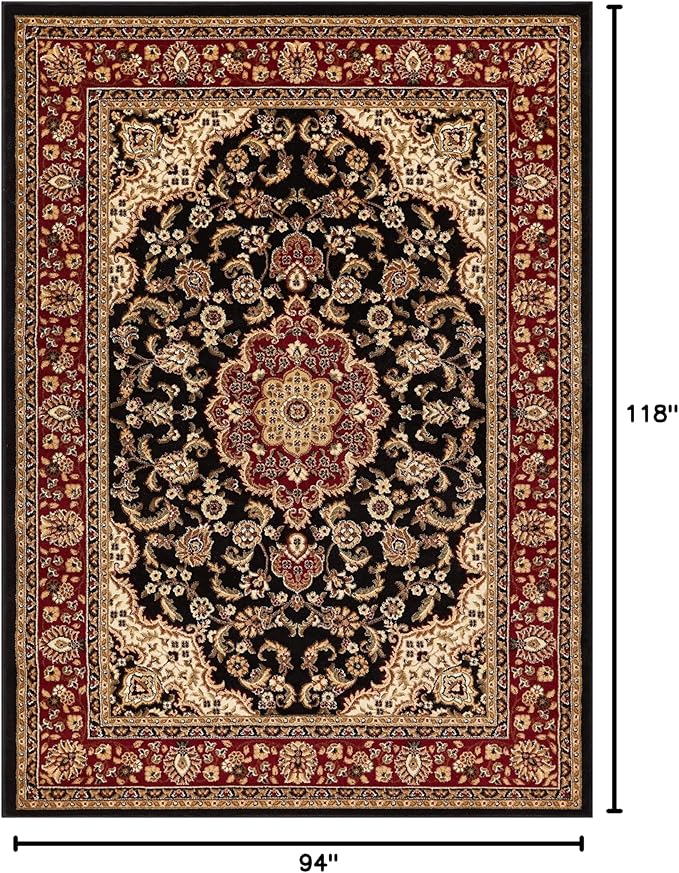 Well Woven Barclay Collection Medallion Kashan Black 8x10 Area Rug - for Living Room, Bedroom, and Dining Room