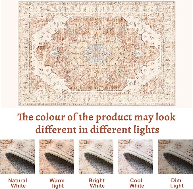 2x5 Washable Runner Rug for Hallways, Non Slip Vintage Runner, Soft Low Pile Long, Print Distressed Brick Red Carpet Runners for Kitchen Bedroom Entryway Bathroom Living Room
