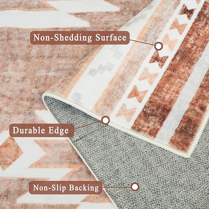 vivorug Washable Rug, Ultra Soft Runner Rug 2x8, Non Slip Floor Carpet, Runners for Hallway Living Room Indoor, Moroccan Western (Camel, 2'x8')