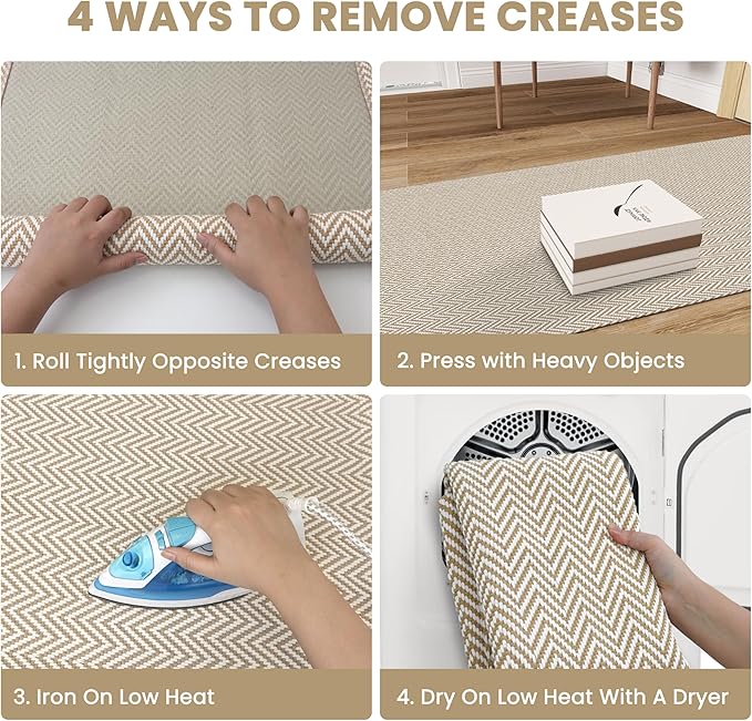 Small Braided Rugs 2x3 Ft Area Rugs for Entryway Boho Washable Rug Throw Rugs with Rubber Backing Cotton Woven Door Mat Indoor Entrance Front Door Rugs for Foyer Bathroom Kitchen, Beige/White