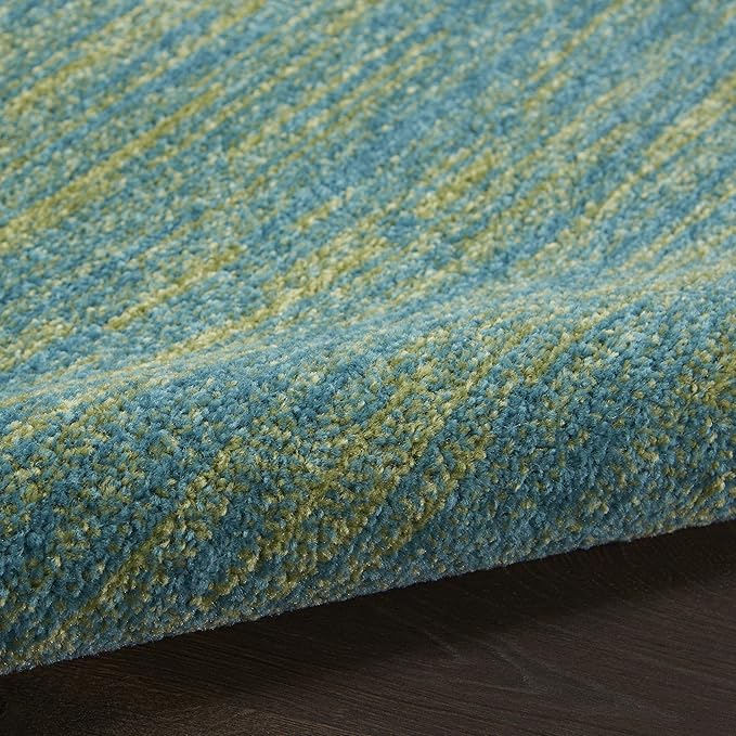 Nourison Essentials Solid Indoor/Outdoor Blue Green 2'2" x 14 Area Rug, Easy Cleaning, Non Shedding, Bed Room, Living Room, Dining Room, Deck, Patio, Backyard (2x14)