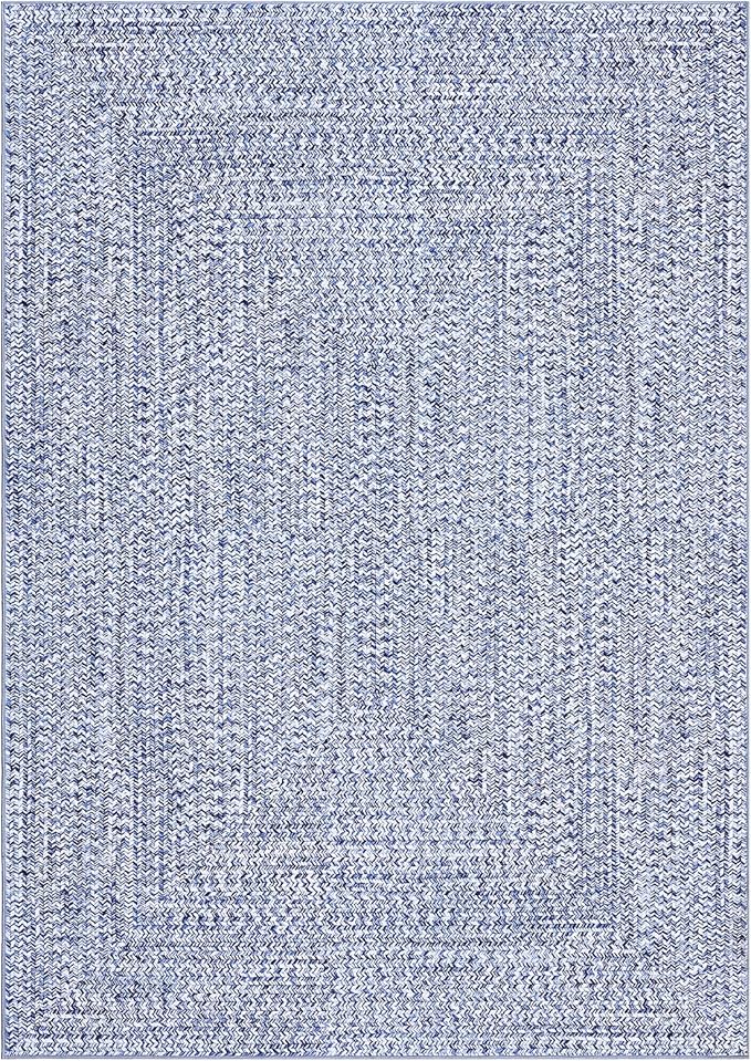 Washable Rug 9x12 Area Rug for Bedroom Printed Braided Modern Living Room Rug Soft Large Area Rug Non Slip Throw Rugs Stain Resistant Carpet for Nursery Dining Room Office 9'x12' Light Blue