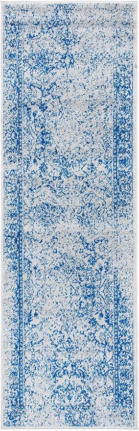SAFAVIEH Adirondack Collection Runner Rug - 2'6" x 18', Grey & Blue, Oriental Distressed Design, Non-Shedding & Easy Care, Ideal for High Traffic Areas in Living Room, Bedroom (ADR109A)