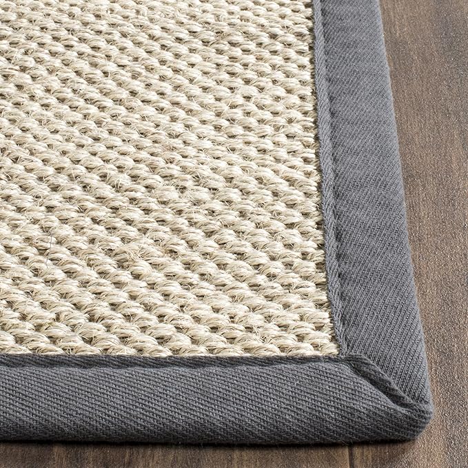 Safavieh Natural Fiber Collection Area Rug - 6' x 8', Marble & Dark Grey, Sisal with Cotton Border, Ideal for The Living Room, Bedroom, Dining Room (NF143D-68)