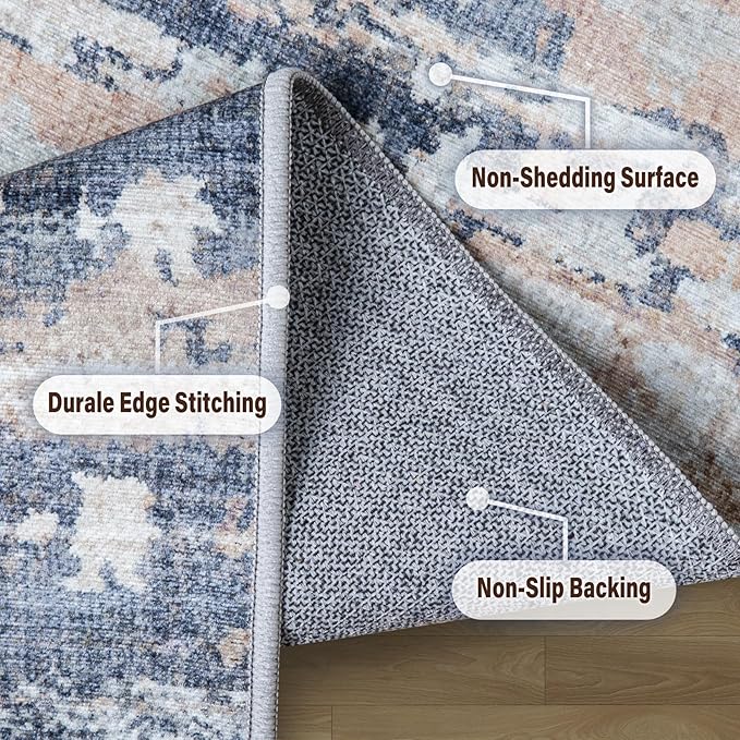 10x14 Area Rugs for Living Room: Large Machine Washable Area Rug with Non Slip Backing Non Shedding Abstract Stain Resistant Carpet for Bedroom Dining Room Nursery Home Office - Multi