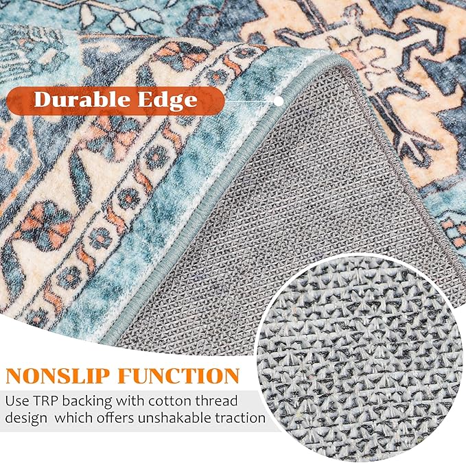 2x3 Area Rugs, Washable Entry Rug Indoor Door Mat Stain Resistant Non-Slip Non-Shedding Carpet Vintage Boho Rug Small Bath Mat Low Pile Rug for Entryway Kitchen Laundry Bathroom