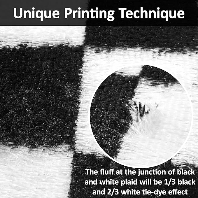 5x8 Ft Large Area Rug for Living Room,Soft Black and White Rug Shag Fluffy Rug for Bedroom Aesthetic Plush Checkered Rugs for Kids Girls Boys Teen Playroom Dorm Classroom Home Decor