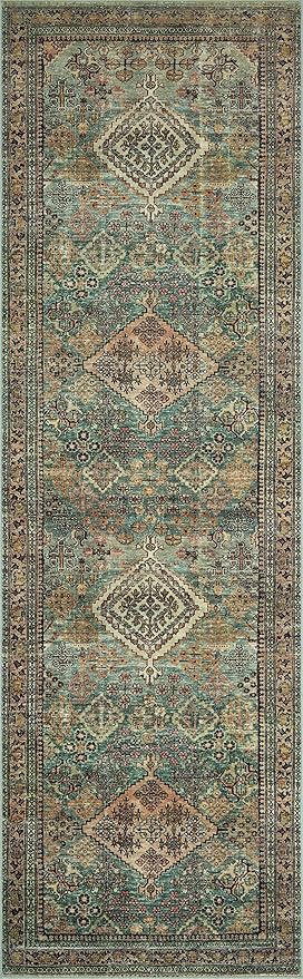 Loloi Magnolia Home by Joanna Gaines Sinclair Collection SIN-03 Turquoise/Multi 5'-0" x 7'-0", .25" Pile Height, Machine Washable, Area Rug
