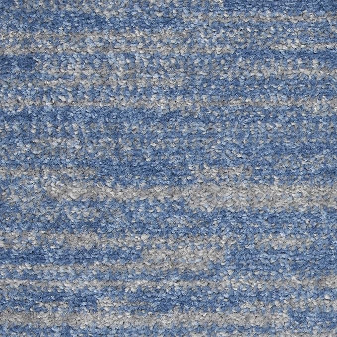 Nourison Essentials Solid Indoor/Outdoor Blue/Grey 2'2" x 20 Area Rug, Easy Cleaning, Non Shedding, Bed Room, Living Room, Dining Room, Deck, Patio, Backyard (2x20)