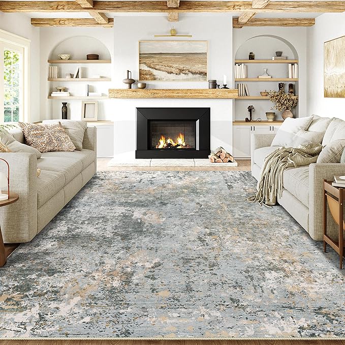 5x7 Rugs Machine Washable Green Hallway Area Rug Indoor Accent Rug Abstract Low Pile Carpet Distressed Throw Aesthetic Rug Bedroom Living Room Office Dining Room Kitchen Laundry Room Non Slip