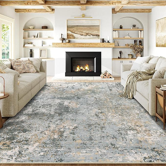 5x7 Rugs Machine Washable Green Hallway Area Rug Indoor Accent Rug Abstract Low Pile Carpet Distressed Throw Aesthetic Rug Bedroom Living Room Office Dining Room Kitchen Laundry Room Non Slip