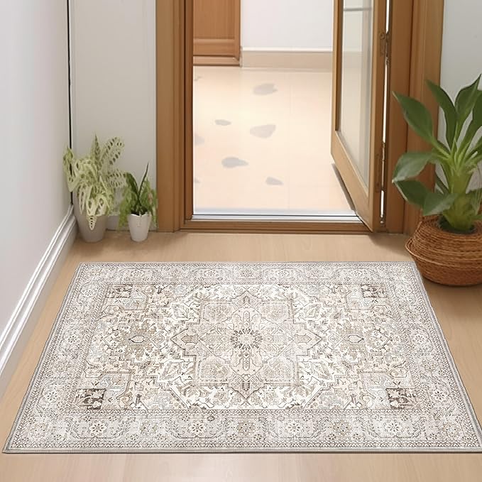 2x3 Rug, Non Slip Throw Rug Entryway Vintage Rug for Bedroom Kitchen Entryway Bathroom