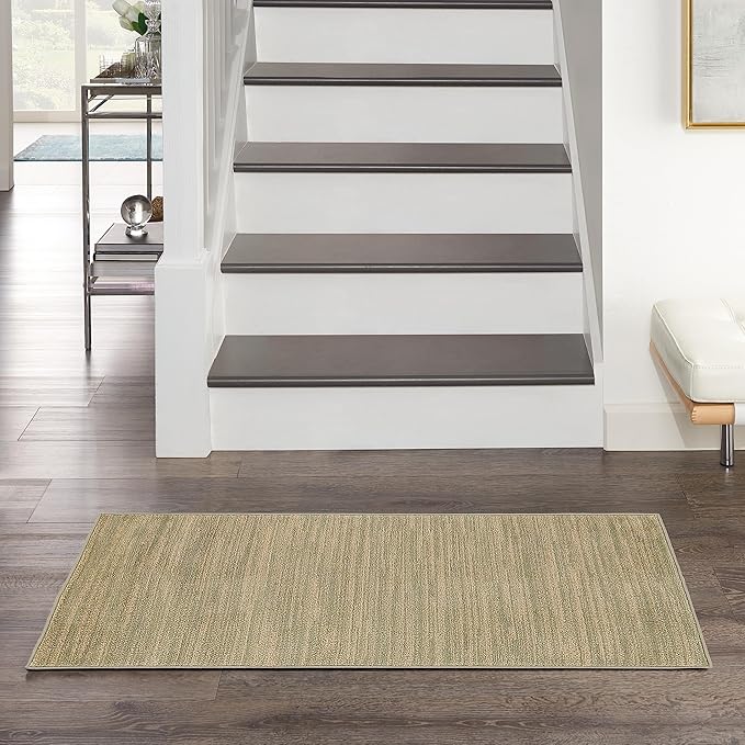 Nourison Essentials Indoor/Outdoor Green Gold 3' x 5' Area Rug, Easy Cleaning, Non Shedding, Bed Room, Living Room, Dining Room, Backyard, Deck, Patio (3x5)