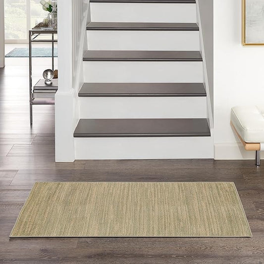 Nourison Essentials Indoor/Outdoor Green Gold 3' x 5' Area Rug, Easy Cleaning, Non Shedding, Bed Room, Living Room, Dining Room, Backyard, Deck, Patio (3x5)