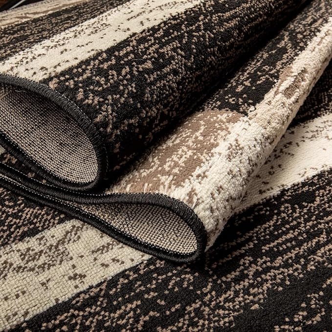 Superior Rockwood 3 Piece Indoor Area Rug Set, Jute Backing, Modern Color Block Decor For Hallway, Entry, Office, Kitchen, Bedroom, Living Room Floor, Plush Rugs, 2' x 3', 5' x 8', 8' x 10', Chocolate