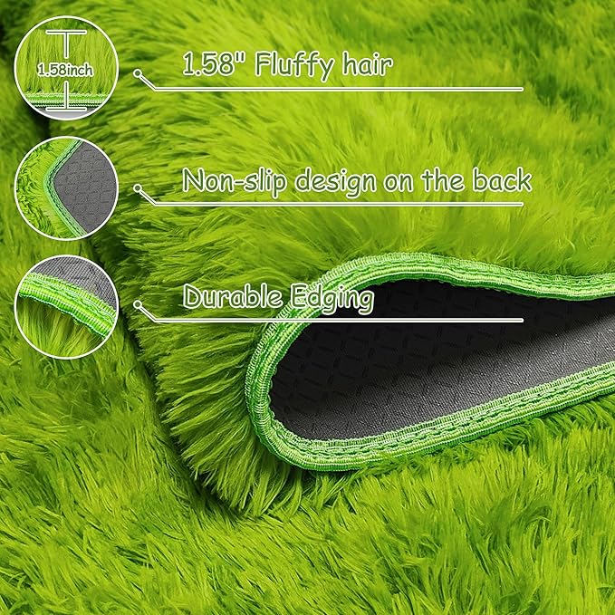 Tie Dyed Grass Green Rug 3x5 ft,Soft Plush Furry Shag Area Rugs Fluffy Fuzzy Carpet,for Bedroom Living Room Indoor Floor Rug Kids Girls Boys Home Decor Aesthetic, Dorm Nursery