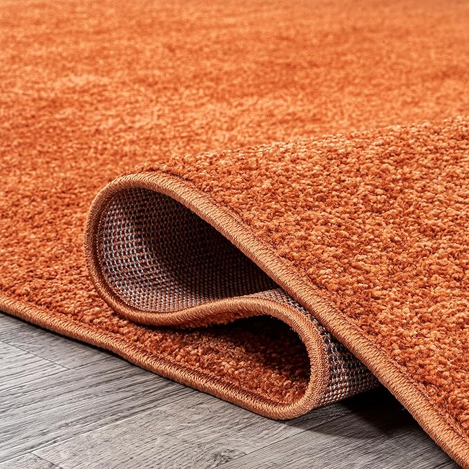 JONATHAN Y SEU100M-212 Haze Solid Low-Pile Indoor Runner Rug, Coastal, Bohemian, Minimalist, Classic, Casual for Bedroom,Kitchen,Living Room,Non Shedding,Easy-Washing, Orange, 2 X 12