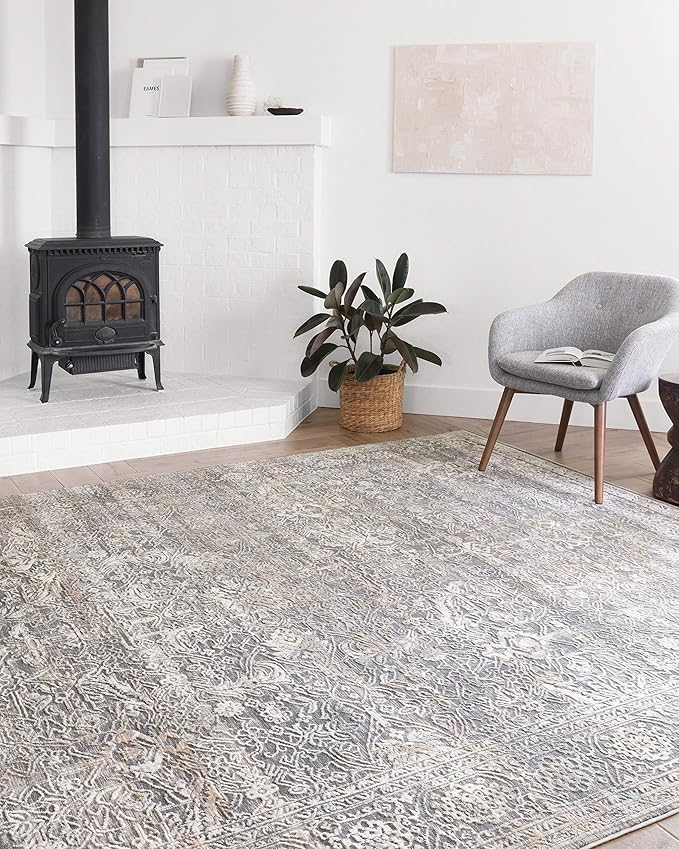 Loloi II Lucia Collection LUC-03 Steel/Ivory 2'-8" x 8' Runner Rug